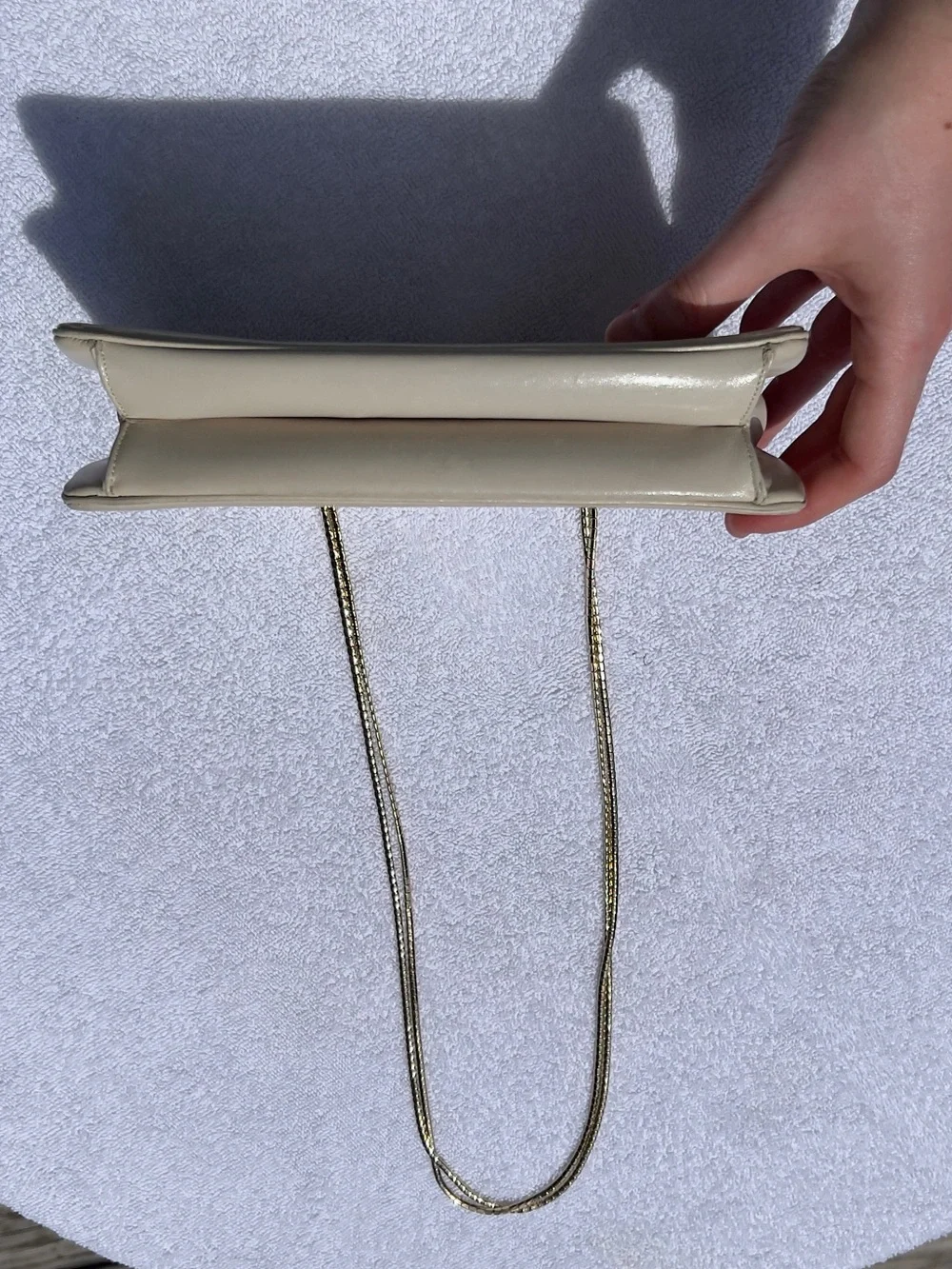 Judith Leiber Vintage Cream Leather Gold-tone Hardware Shoulder Clutch Purse